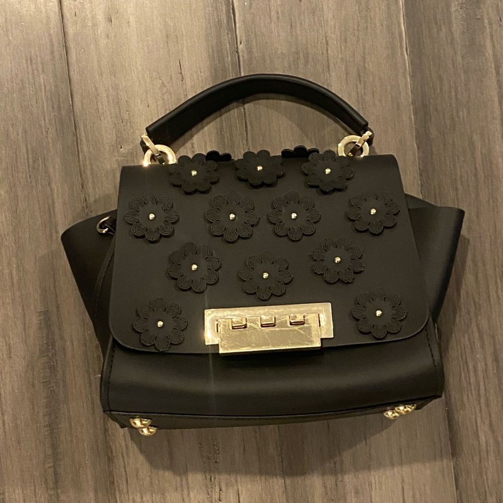 Zac Posen Black Floral Embellished Handbag